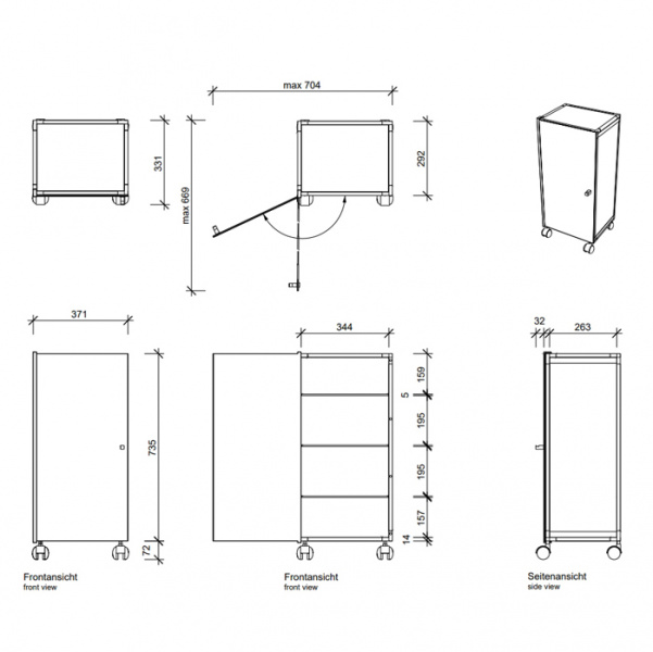 Decor Walther RW 1 Шкафчик передвижной 38x30x80см, стекло белое, напольный, цвет: хром