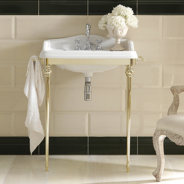 3SC Consolle Консоль Dandy 98х56хh104см, с раковиной LA02, сифоном и полотенцедердателями, цвет: золото 24к. Lucido