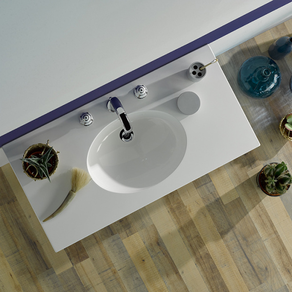 THG Ithaque decor platine Смеситель для раковины, 3 отв., цвет: хром/платина/белый фарфор