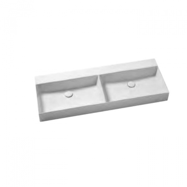 AZZURRA ELEGANCE Раковина 122х45 см, без отв., двойная, подвесная/накладная, цвет: белый