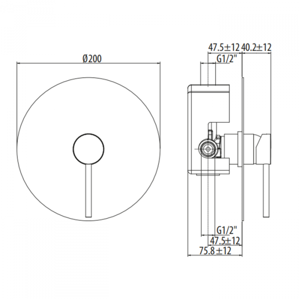 Gattoni Circle One Смеситель встроенный на 1 выход с переключателем, с GBOX, цвет: белый матовый