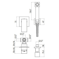 Gattoni Kubik Гигиенический душ со встроенным смесителем GBOX SC070, цвет: черный матовый