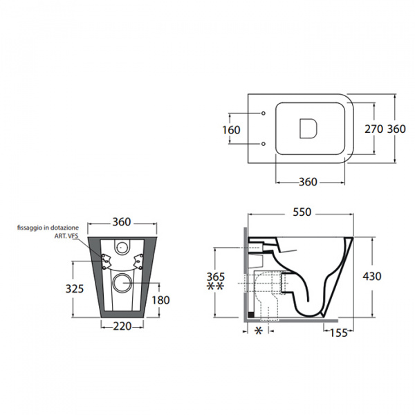 Azzurra Build Унитаз напольный 55х36х42см., слив универсальный, цвет: белый