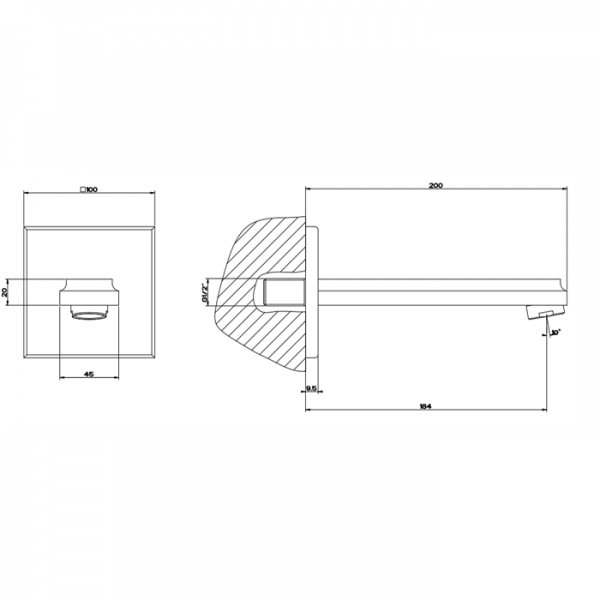 Gessi Eleganza Настенный излив для ванны, для монтажа с удаленным управлением (не входит в комплект), цвет: хром
