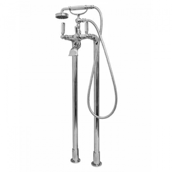 Bossini Liberty Смеситель для ванны, напольный, высота 890 мм, Душевая лейка Libertyцвет:Gom и шланг дв. фальцевание латунь, 150 см ½”FF, цвет: хром