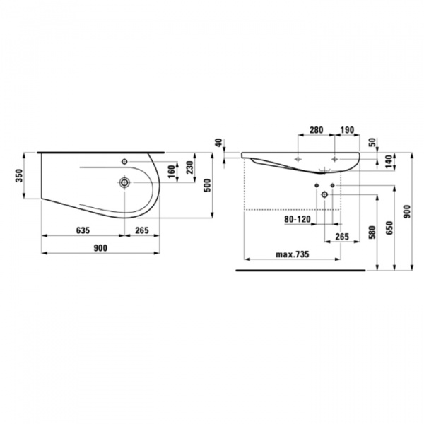 Laufen Alessi One Раковина 90х50х16.5 см, 1 отв., цвет: белый