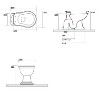 Kerasan Retro Унитаз напольный 53х38.5см, приставной слив в пол, цвет: черный глянцевый