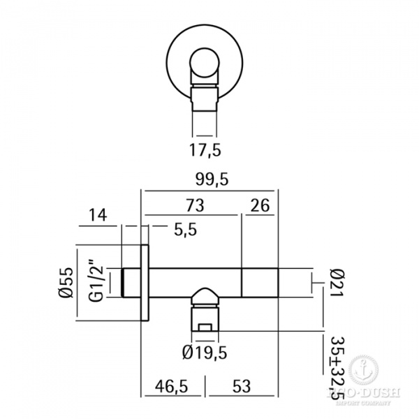 CISAL Угловой вентиль 1/2", цвет: нерж сталь
