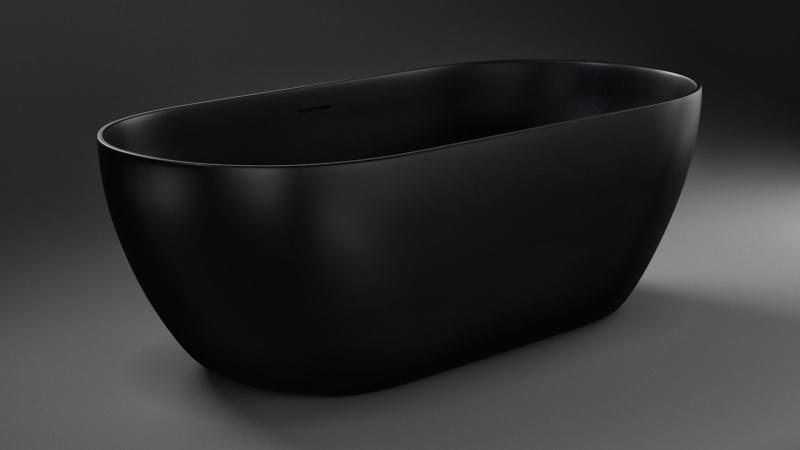 a-Uno Ванна отдельностоящая из литьевого мрамора 1700*800*570 мм (щелевой перелив, выпуск clic-clac в комплекте, сифон над уровнем пола), чёрная матовая