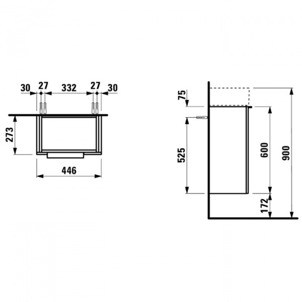 Laufen Kartell Тумба с раковиной, 44.5х27.5х61.5см, с 1 дверцей, с сифоном, цвет: серый матовый