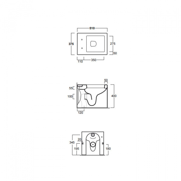 Simas Frozen унитаз напольный приставной 37.5х51см, цвет: белый
