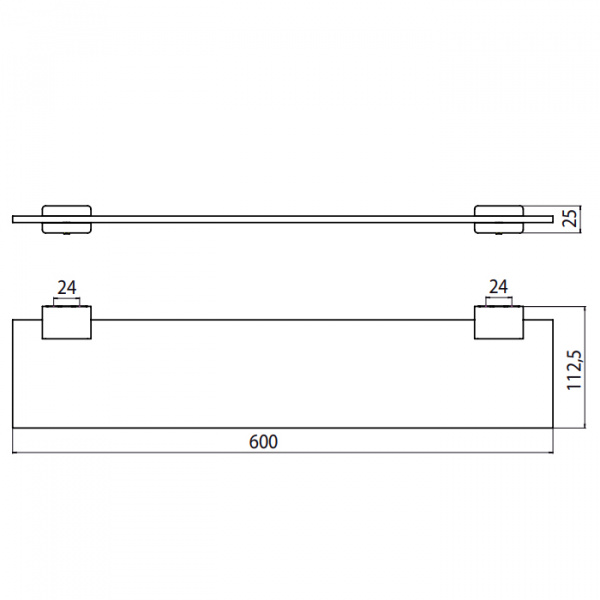EMCO System2 Полка, прозрачное стекло, 600мм, подвесной, цвет: хром