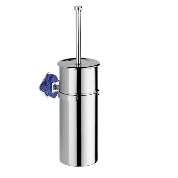 THG Pétale de cristal bleu Ёршик для туалета, подвесной, цвет: хром/синий хрусталь