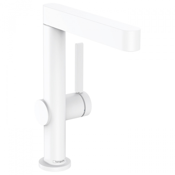 Hansgrohe Finoris Смеситель для раковины, на 1 отв., с поворотным изливом, с донным клапаном, цвет: белый матовый