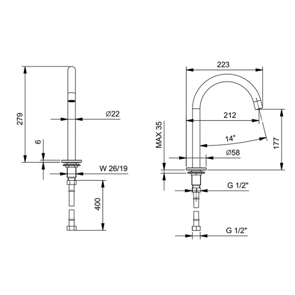 Fantini Nostromo Излив смесителя для раковины , цвет: хром