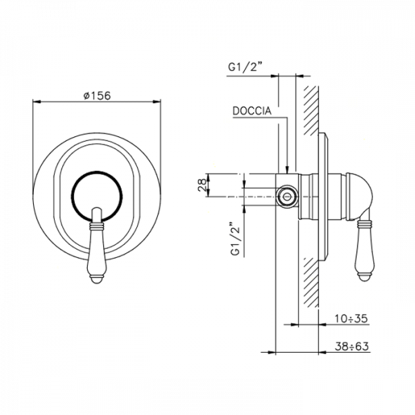 Nicolazzi Cristallo Liberty Встраиваемый смеситель для душа, 1 источник, цвет: хром