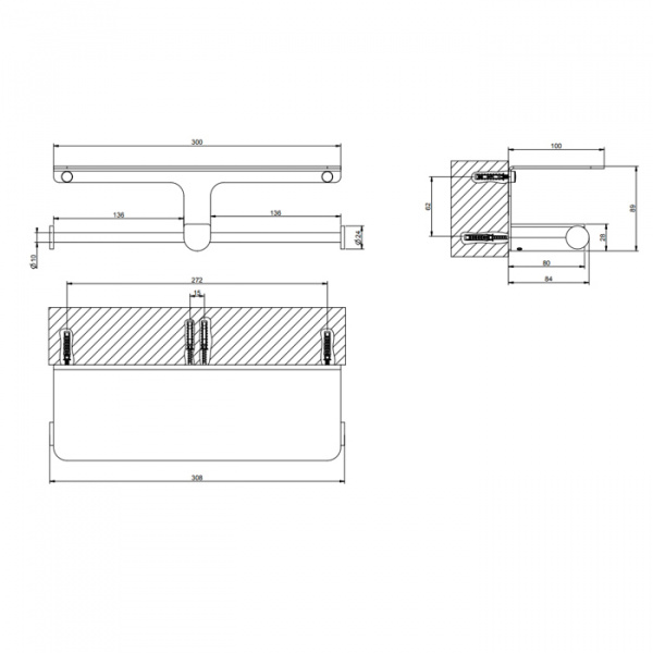 Gessi Rilievo Двойной держатель туалетной бумаги, цвет: Black XL