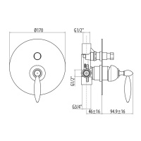 Gattoni Timor Встроенный смеситель для душа с внутренней частью, цвет хром