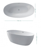 Kerasan Flo Ванна отдельностоящая, акриловая  170х82х58см в комплекте со сливом Click-clack, цвет: белый