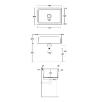 SIMAS Раковина 75 см, без отв., кухонная, цвет: белый