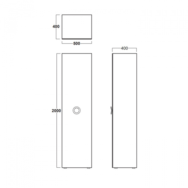 Simas Henges Пенал 50x40xh200 см, цвет: черный матовый