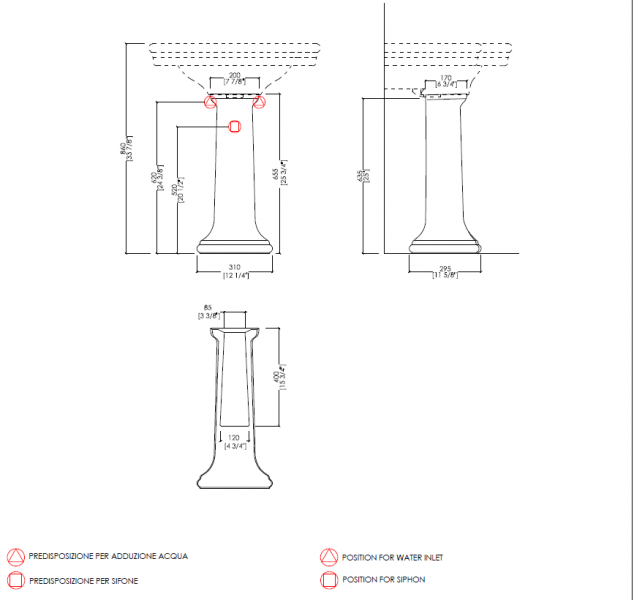 Devon&Devon New Etoile Раковина 70.5x52.5x22 см, 1 отв., на пьедестале, цвет: белый