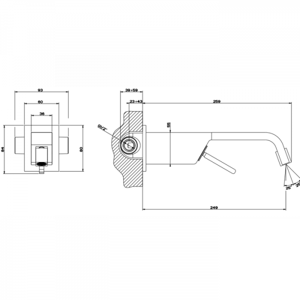 Gessi Внутренняя часть встраиваемого смесителя для раковины с изливом