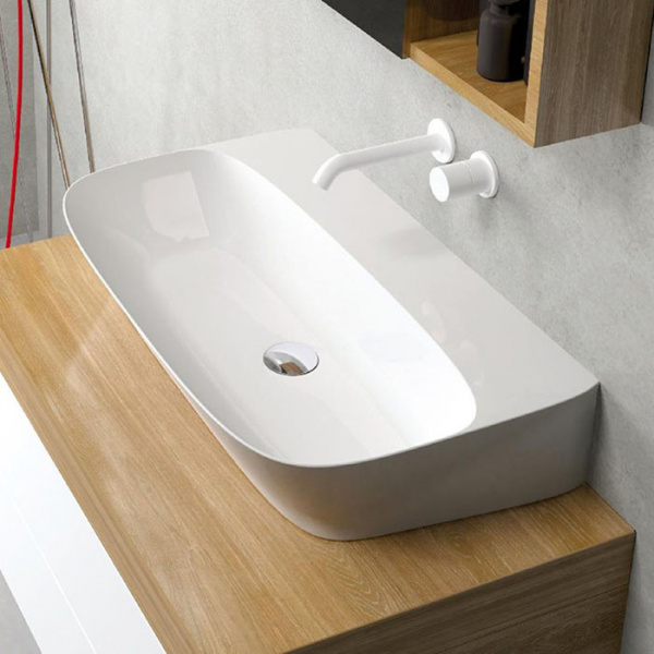 AZZURRA PRUA Раковина 90х45 см, без отв., подвесная/накладная, цвет: белый