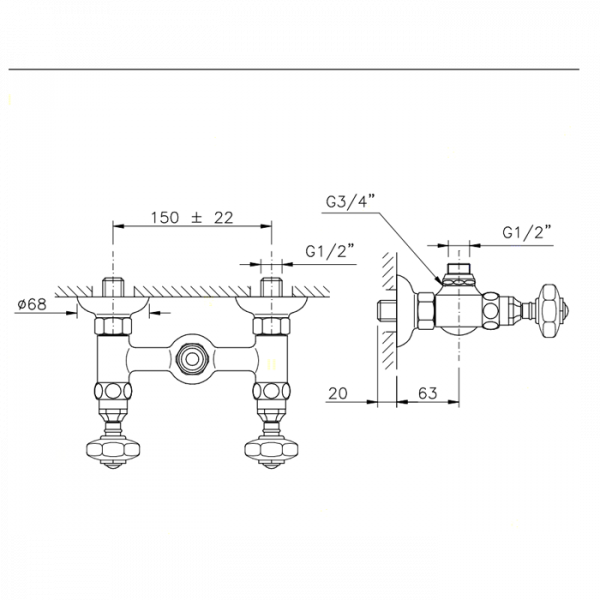 Nicolazzi Teide Смеситель для душа без гибкого шланга и лейки, ручки Crystal handle, цвет: хром