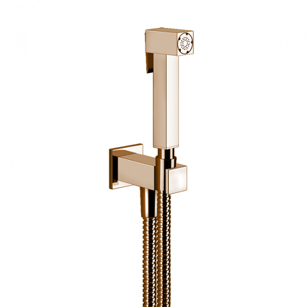 GESSI RETTANGOLO Гигиенический душ с держателем, подводом воды и шлангом, цвет: Copper PVD