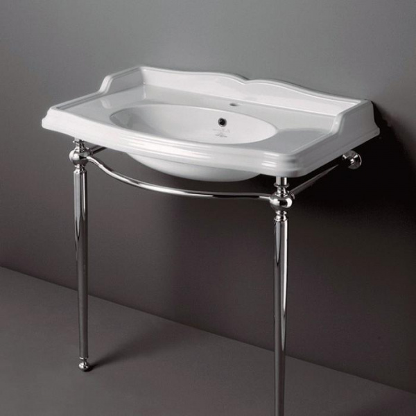 SIMAS Arcade Консоль 90х41.5см, c белой раковиной на 1 отв., цвет: консоли cromo