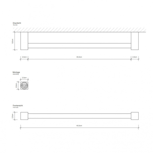 Decor Walther Bloque HTE40 Полотенцедержатель 40см, подвесной, цвет: хром