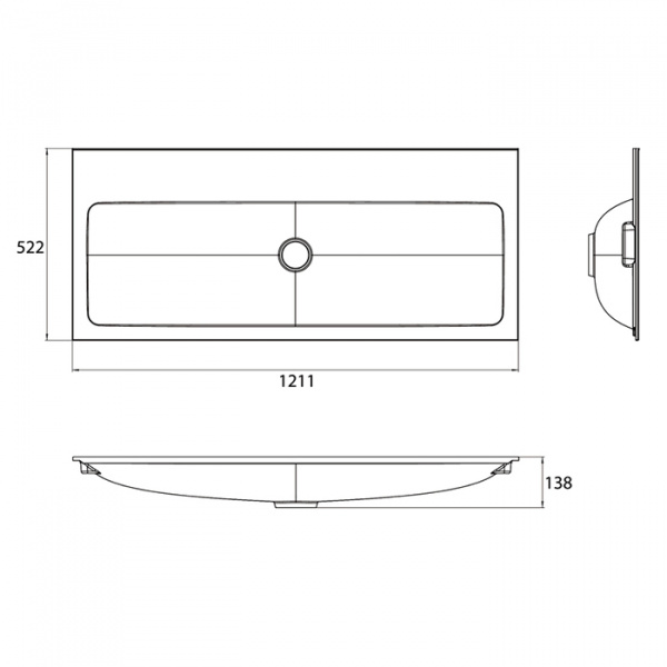 EMCO Раковина 121.1х52.2 см, без отв., накладная, для тумб 9583 274 21 и 9583 275 21, композит, цвет: белый