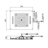BOSSINI DREAM/4 Верхний душ 570 x 470 мм, 4 режима (дождь, каскад, водопад, туман), с 4 LED (белый), блок питания/управления, цвет: хром