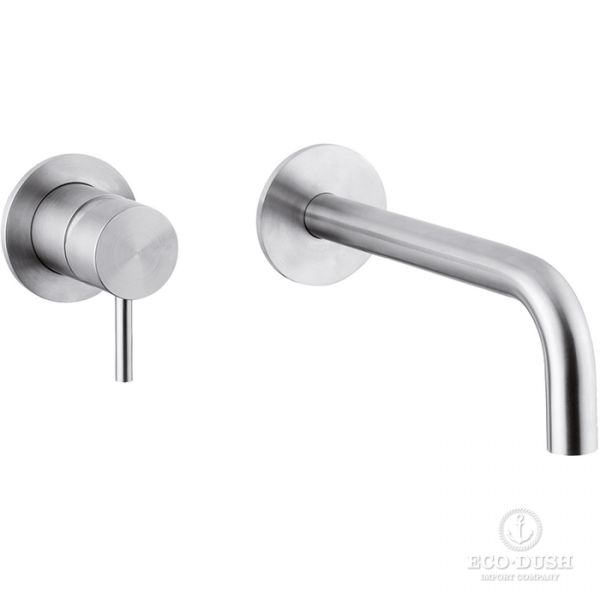 HUBER Lynox Смеситель для раковины на 2 отверстия из стены, излив 250мм, нержавеющая сталь