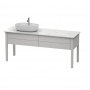Duravit Luv База напольная, с 2 выдв. ящиками, каменной столешницей и раковиной, раковина слева, 743x1788x570,  цвет: скандинавско белый шелковисто-матовый
