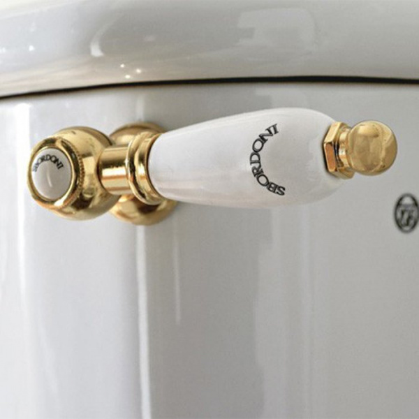 Sbordoni Механизм смыва для бачка моноблока, рычаг (белая керамика) спереди, цвет: бронза