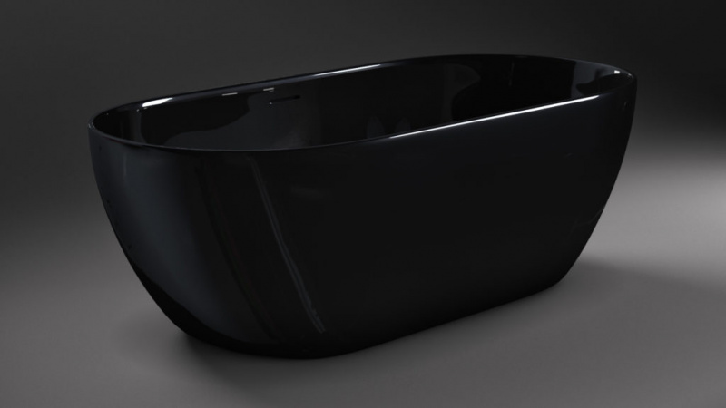 a-Uno Ванна отдельностоящая из литьевого мрамора 1700*800*570 мм (щелевой перелив, выпуск clic-clac в комплекте, сифон над уровнем пола), чёрная глянцевая