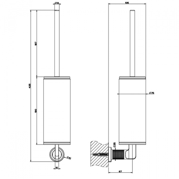 Gessi Inciso Ершик подвесной, цвет: nero XL