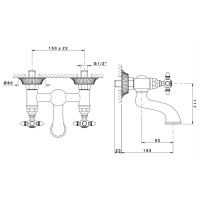 Nicolazzi Impero Смеситель для ванны настенный на 2 отверствия, цвет: хром