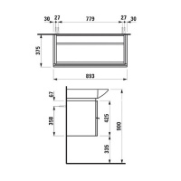 Laufen Palace Тумба подвесная 90x51cм., с раковиной, 2 ящика, с полотенцедержателем, цвет: белый глянцевый