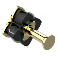 THG Pétale de cristal noir Крючок подвесной, длинный, цвет: золото/черный хрусталь