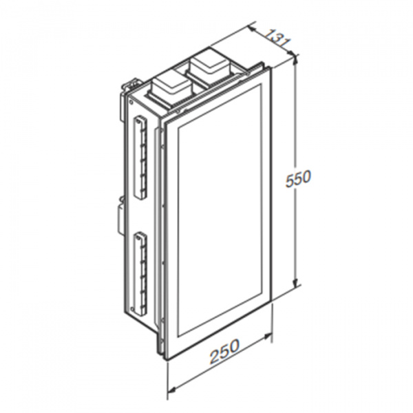 Armani Roca Island Встраиваемый шкафчик 25х13.1хh55см с зеркалом, розетками, полочкой и подсветкой (транформатор 12V/DC не включен) SX, цвет: silver