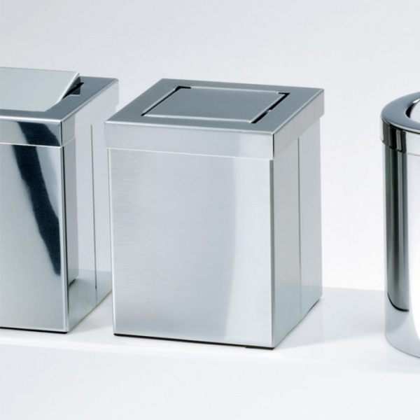 Decor Walther DW 1130 Корзина для бумаги 12x12x15см, с крышкой, напольная, цвет: сталь матовая