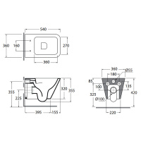 Azzurra Build Унитаз подвесной 55х36х32см., цвет: белый