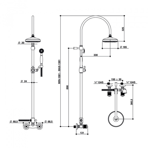 Смеситель для душа Bongio Impero, цвет: хром/blue and red swarovski