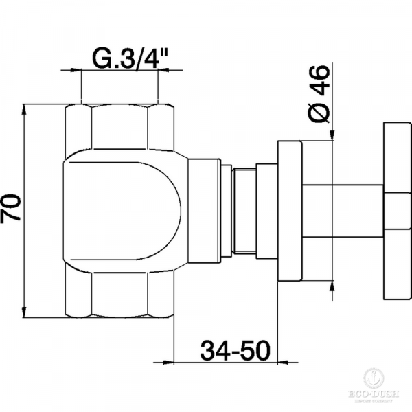 CISAL Barcelona Quad Запорный вентиль 3/4", цвет: хром