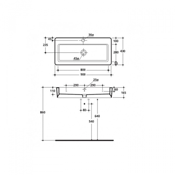 Kerasan Ego Раковина 90х43см., подвесная, с 1 отв., цвет: белый