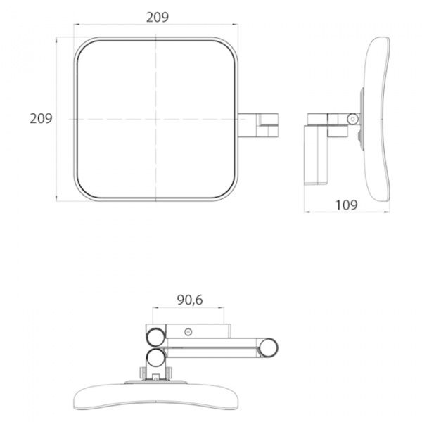 EMCO Evo Зеркало косметическое, LED, 209x209мм,  двойной, 5x кратное увеличение, подвесной, цвет: хром