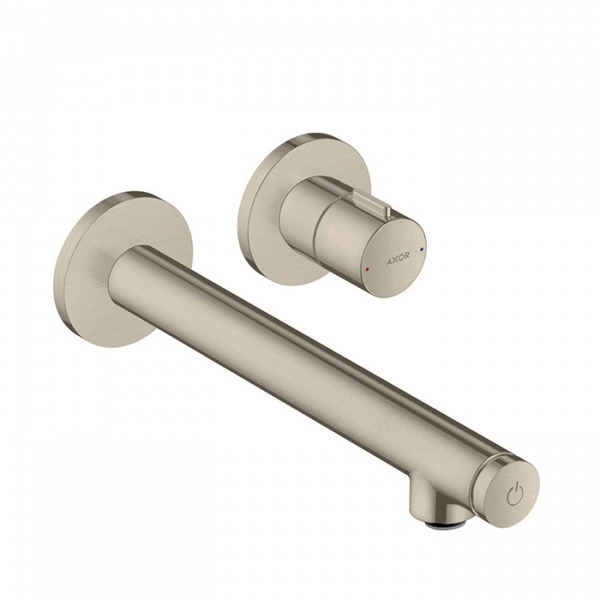 Axor Uno Встраиваемый смеситель для раковины, на 1 отв., излив 220мм, электронный, питание от сети, внешняя часть, цвет: шлифованный никель